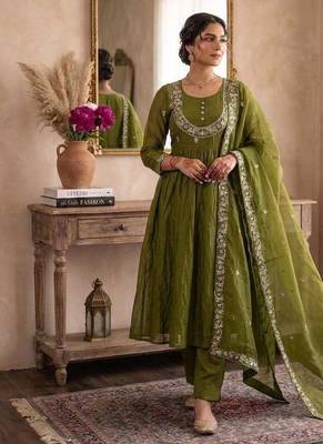 Gren embroidered salwar suit for womens 1