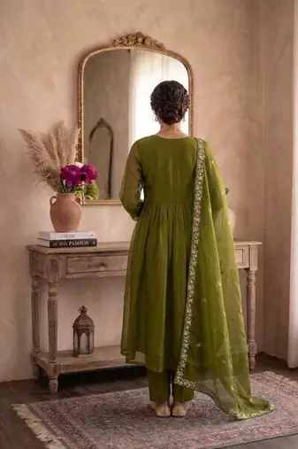 Gren embroidered salwar suit for womens