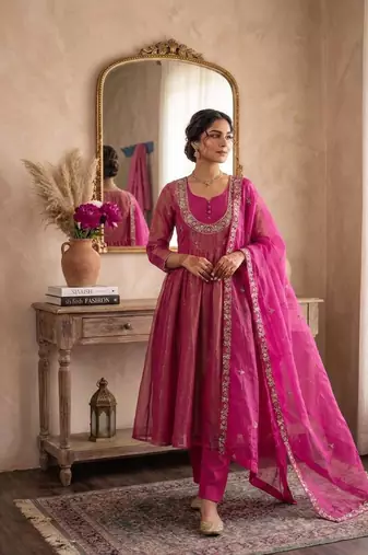 Pink embroidered salwar suit for womens