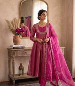 Pink embroidered salwar suit for womens