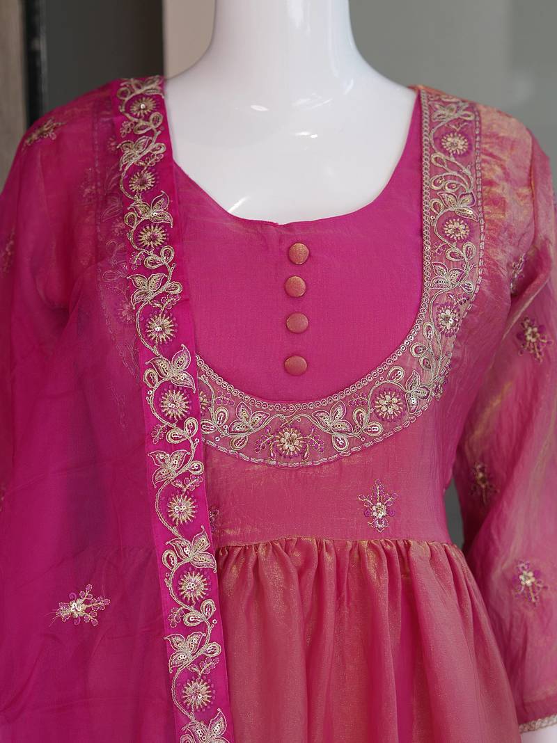 Pink embroidered salwar suit for womens