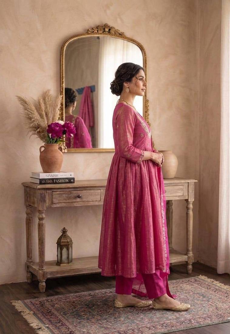 Pink embroidered salwar suit for womens