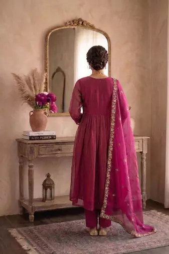 Pink embroidered salwar suit for womens