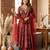 Red embroidered anarkali gown set