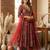 Red embroidered anarkali gown set