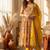 Yellow embroidered anarkali gown set