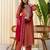 Floral embroidered chinon v neck kurta trouser & dupatta set