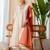 Floral embroidered chanderi silk v neck kurta trouser & dupatta set