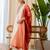 Floral embroidered chanderi silk v neck kurta trouser & dupatta set