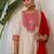 Floral embroidered chanderi silk round neck kurta trouser & dupatta set