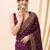 Purple vichitra silk blend heavy embroidery designer saree for women