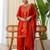 Floral embroidered silk blend round neck kurta trouser & dupatta set