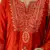 Floral embroidered silk blend round neck kurta trouser & dupatta set