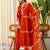 Floral embroidered muslin v neck kurta trouser & dupatta set