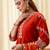 Floral embroidered muslin v neck kurta trouser & dupatta set