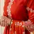 Floral embroidered muslin v neck kurta trouser & dupatta set