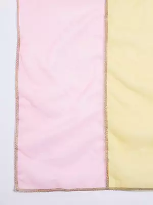 Floral embroidered muslin v neck kurta trouser & dupatta set 4