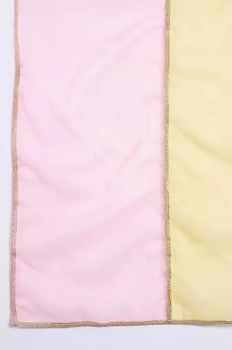 Floral embroidered muslin v neck kurta trouser & dupatta set