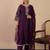 Floral embroidered muslin round neck kurta trouser & dupatta set