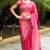 Rani pink gold-infused twill thread embroidery with zari, sequins cut work saree with blouse