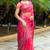 Rani pink gold-infused twill thread embroidery with zari, sequins cut work saree with blouse