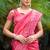 Rani pink gold-infused twill thread embroidery with zari, sequins cut work saree with blouse