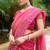 Rani pink gold-infused twill thread embroidery with zari, sequins cut work saree with blouse