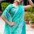 Turquoise gold-infused twill thread embroidery with zari, sequins cut work saree with blouse