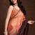 peach & brown shaded chinon swarovski subtle piping border work saree with blouse