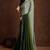 green shaded chinon swarovski subtle piping border work saree with blouse