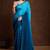 sky blue shaded chinon swarovski subtle piping border work saree with blouse