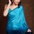 sky blue shaded chinon swarovski subtle piping border work saree with blouse