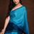 sky blue shaded chinon swarovski subtle piping border work saree with blouse