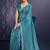 teal blue ice georgette zarkan diamond handwork with cut work saree with blouse