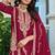 Maroon chinon heavy embroidery with sequins work top palazzo suit