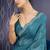 teal blue ice georgette zarkan diamond handwork with cut work saree with blouse