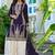 Purple chinon heavy embroidery with sequins work top palazzo suit