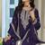 Purple chinon heavy embroidery with sequins work top palazzo suit