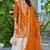 Orange chinon heavy embroidery with sequins work top palazzo suit