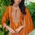 Orange chinon heavy embroidery with sequins work top palazzo suit