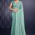 sea green ice georgette zarkan diamond handwork with cut border work saree with blouse