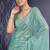sea green ice georgette zarkan diamond handwork with cut border work saree with blouse