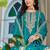Teal chinon heavy embroidery with sequins work top palazzo suit
