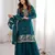 Heavy silk embroidery seqeunce  work tealblue readymade salwar suit