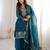 Heavy silk embroidery seqeunce  work tealblue readymade salwar suit