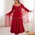 Pure chanderi silk neck fancy lace work maroon readymade ethnic gown
