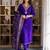 Floral embroidered silk blend v neck kurta trouser & dupatta set