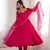 Pure chanderi silk neck fancy lace work rani pink readymade ethnic gown