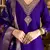 Floral embroidered silk blend v neck kurta trouser & dupatta set