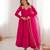 Pure chanderi silk neck fancy lace work rani pink readymade ethnic gown